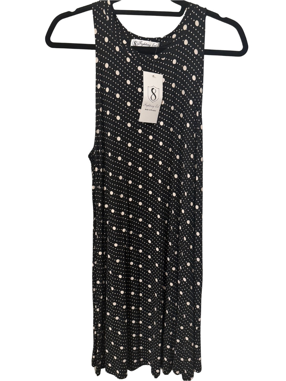 Fighting Eel Black & Cream Polka Dot womens Dress